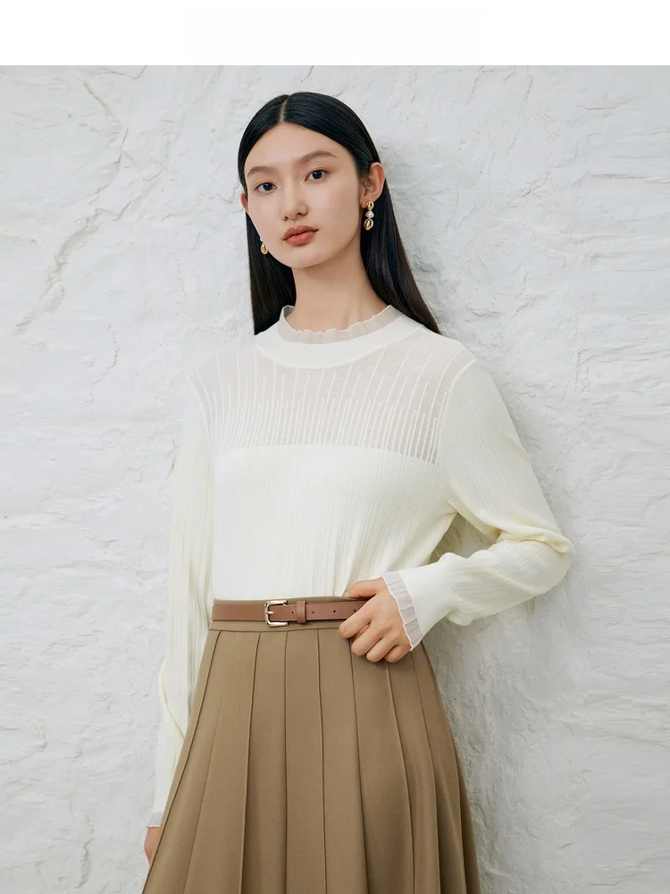 Desenis 2024 осенний пригородный рукав темпераментный облегающий топ с плечами и