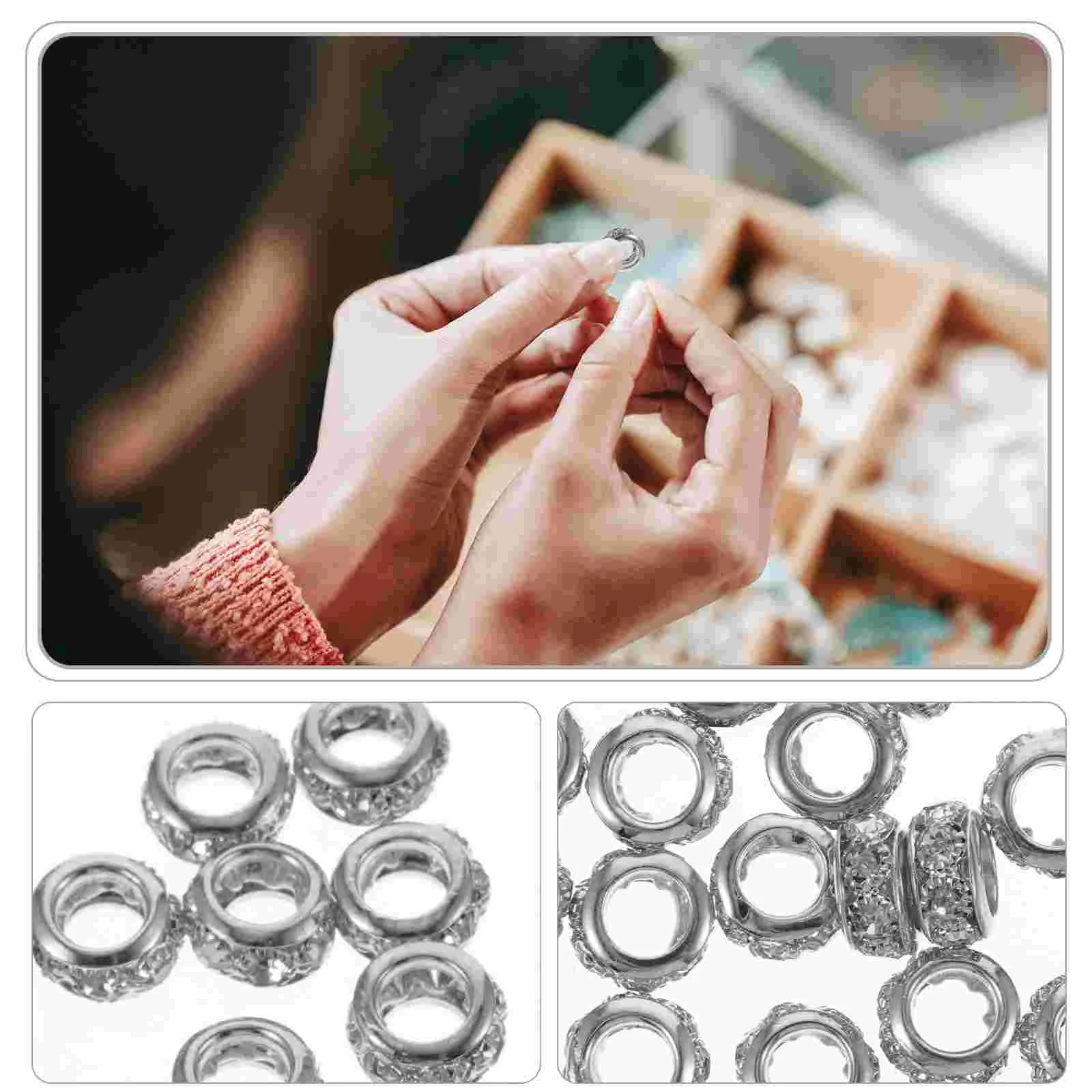 20 шт. бусины для браслетов большие пор разделители стразы инкрустированные DIY