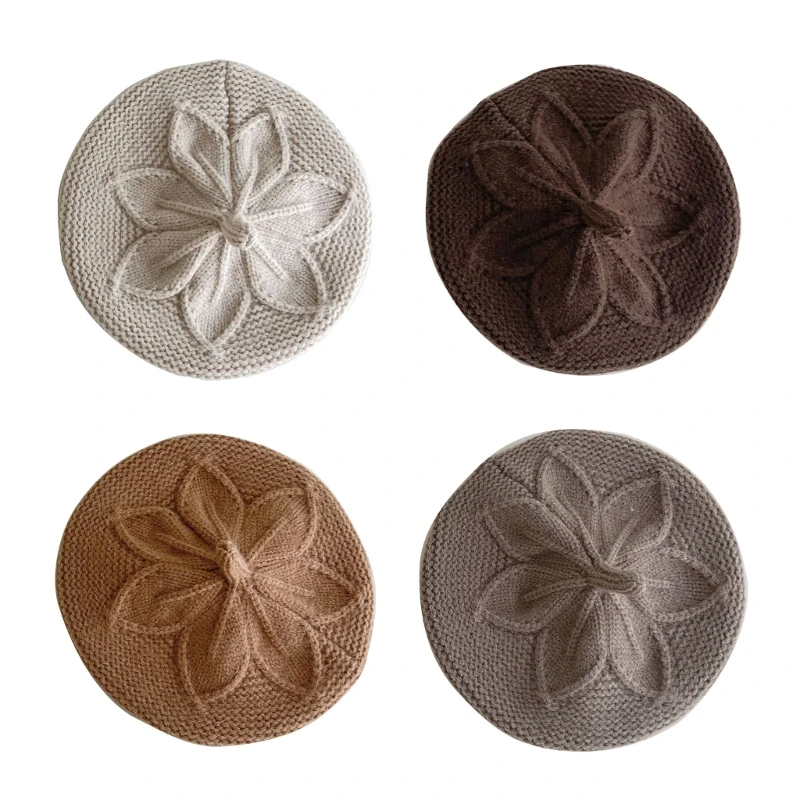 

2023 Warm Knitted Hat for Baby Girls Stylish Bonnet Cap Trendy Solid Color