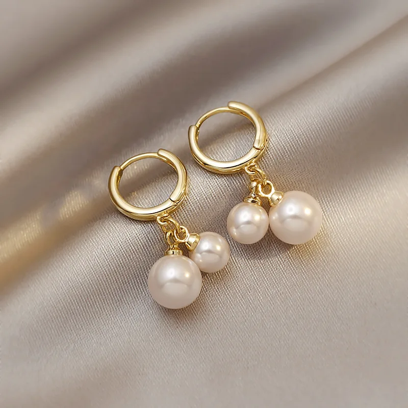 

Vintage Hanging Imitation Pearl Earrings for Women Gold Pendientes Party Wedding Jewelry 2022 New Trend Boucle Oreille Femme