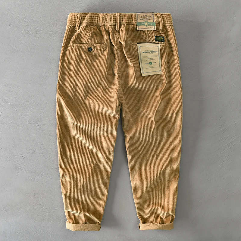 

Winter New Men Pants Pure Cotton Corduroy Solid Color Casual Long Thick Flannel Trouser Khaki Vintage Workwear GML04-Z326