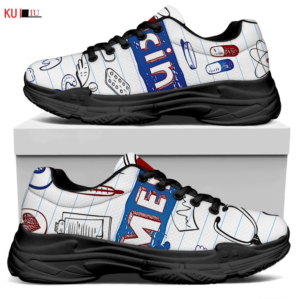 

KUILIU Fashion Graffiti Women Increasing Flats Platform Shoes Print Casual Lady Breathable Mesh Sneaker Paris Brand Designer