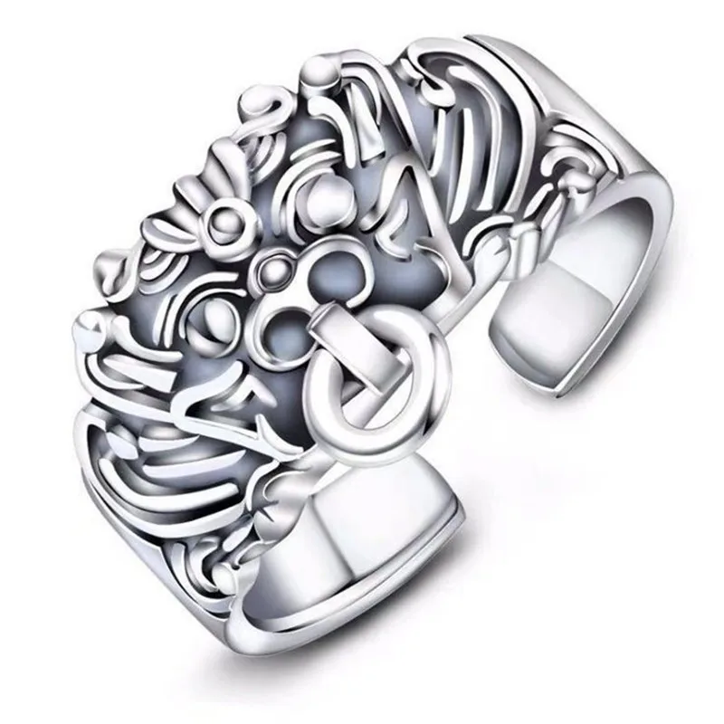 

Popular Retro Domineering Roe Deer Owl Opening Men's Ring Silver Color Copper Jewelry For Party Adjustable Accessories