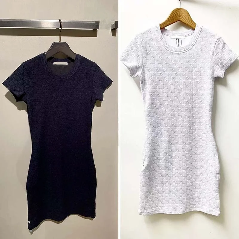 

Модная Классическая Летняя трикотажная Мини-юбка, черно-белая Жаккардовая юбка с коротким рукавом, 2022