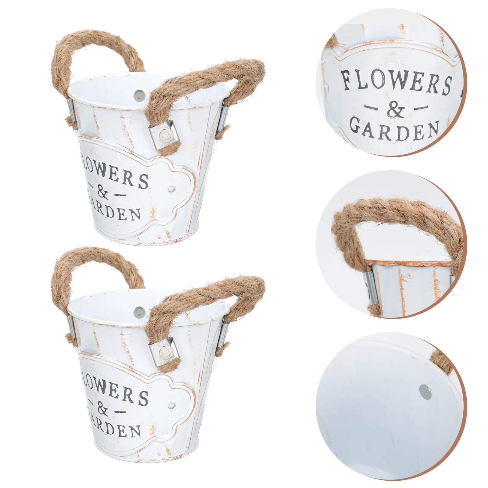 

Flower Vase Pot Metal Bucket Rustic Jug Planter Iron Farmhouse Vintage Decorative Shabby Flowerpot Galvanized Pots Chic French