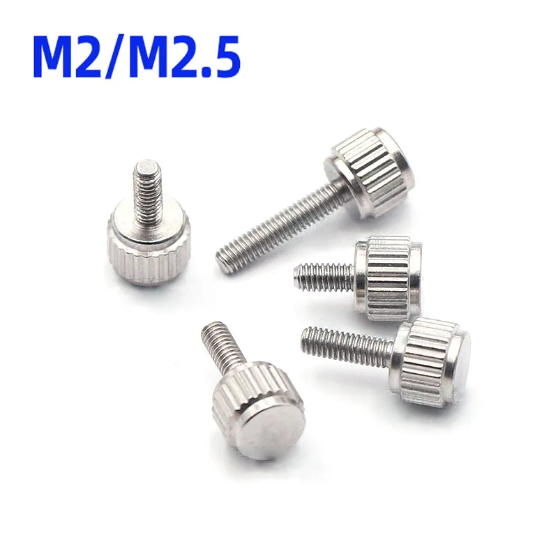 

5Pcs M2 M2.5*L=4/5/6/7.5/8/10/12mm Knurling High Step Hand Tighten Thumb Screw Curtain Wall Glass Lock Big Head Adjustment Bolts