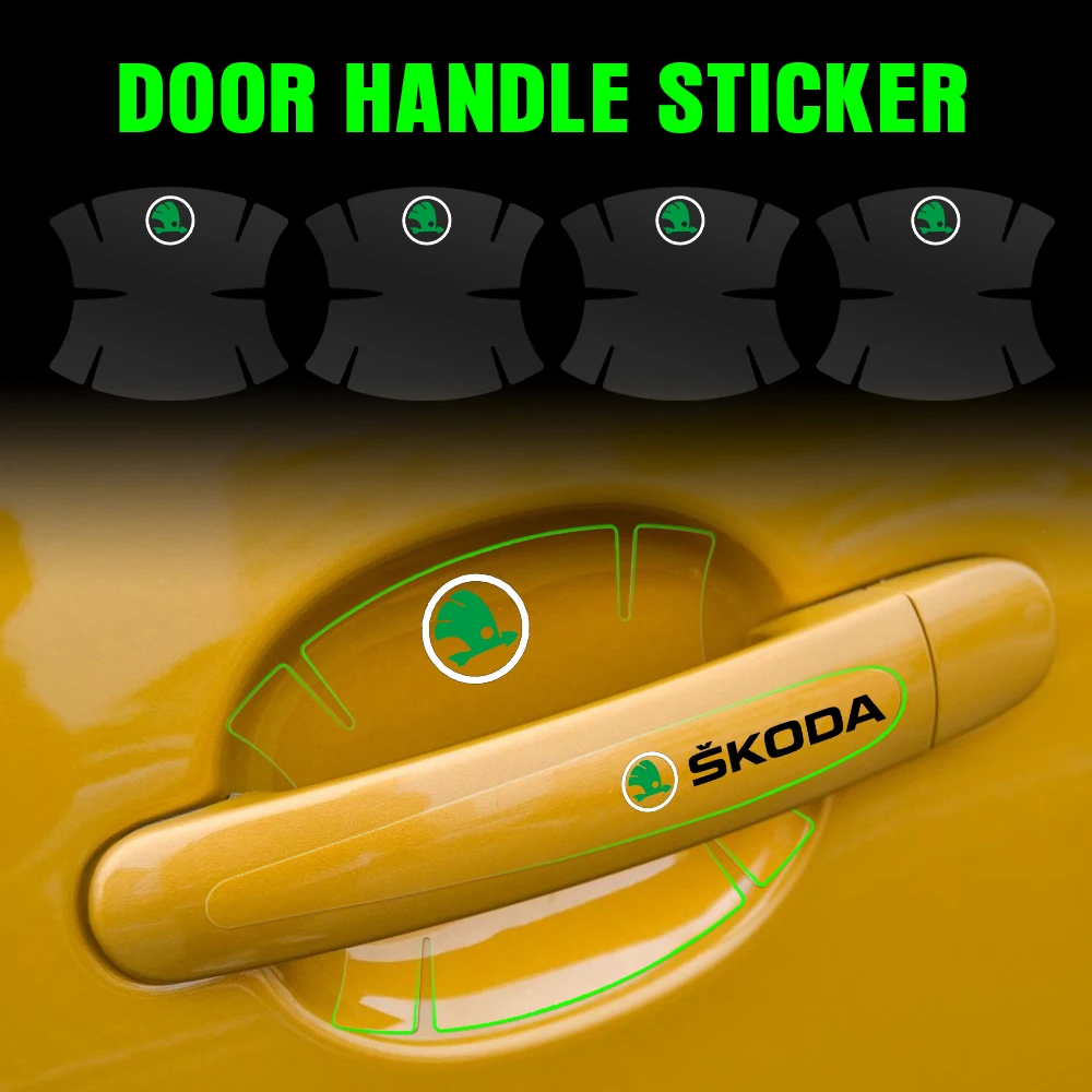 

8pcs Transparent Car Door Handle Cup Protector Film Stickers For Skoda Octavia Rapid Fabia Superb Kodiaq Scala Karoq