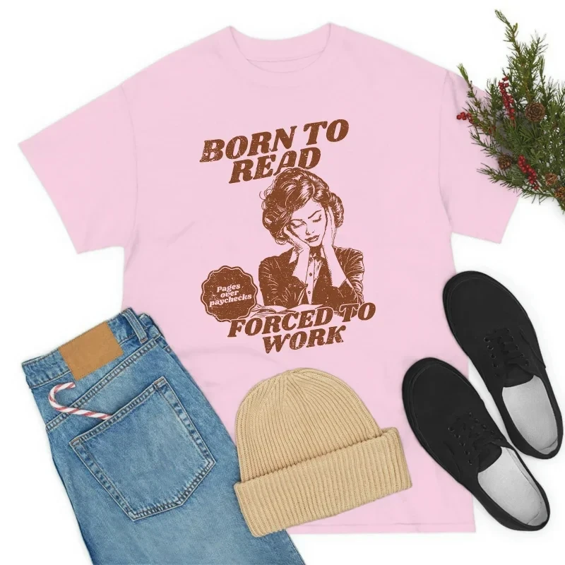 Женская Винтажная Футболка С Рисунком Born To Read Книжным Узором
