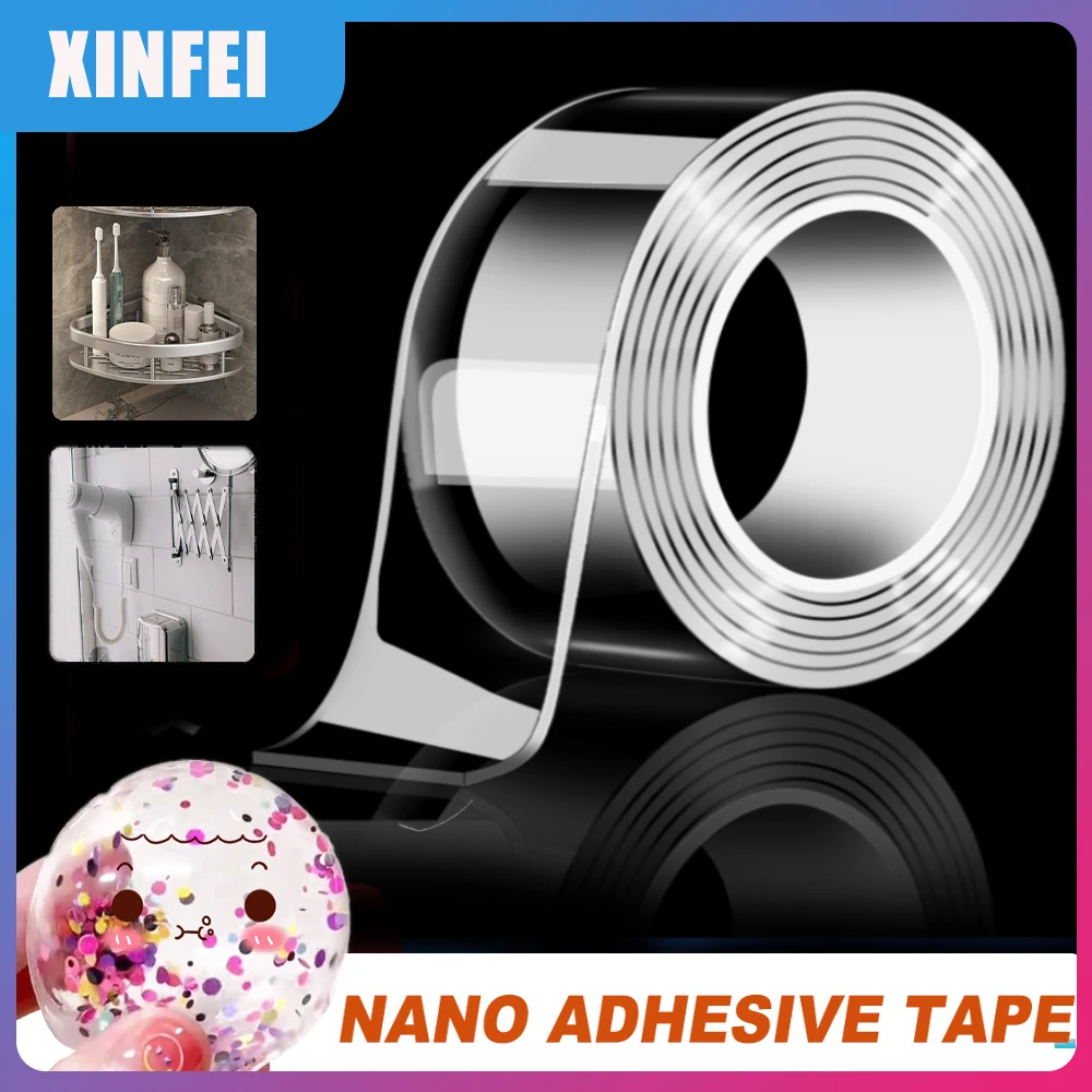 

Nano Bubble Tape Multipurpose Blowable Tapes Reusable Nontoxic High Sticky Transparent Double-sided Adhesive Waterproof Tape