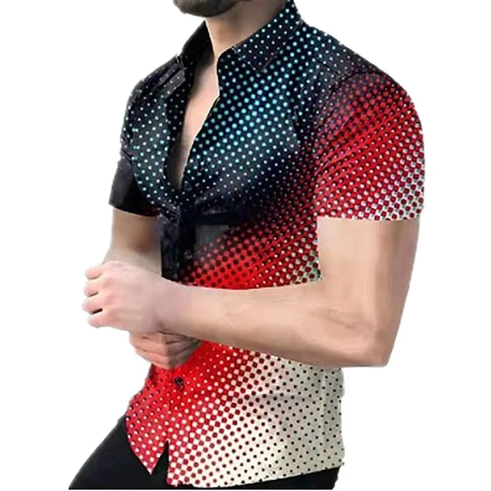 Men's Printed Shirt 3D Men's Summer Lapel Short Sleeve Button-Up Shirt