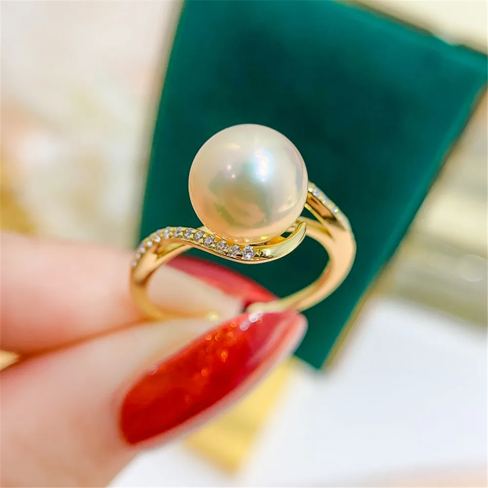 

DIY Pearl Ring Settings S925 Sterling Silver Accessories Fashionable Adjustable Holder Is Suitable For Mounting 8-10mm Beads