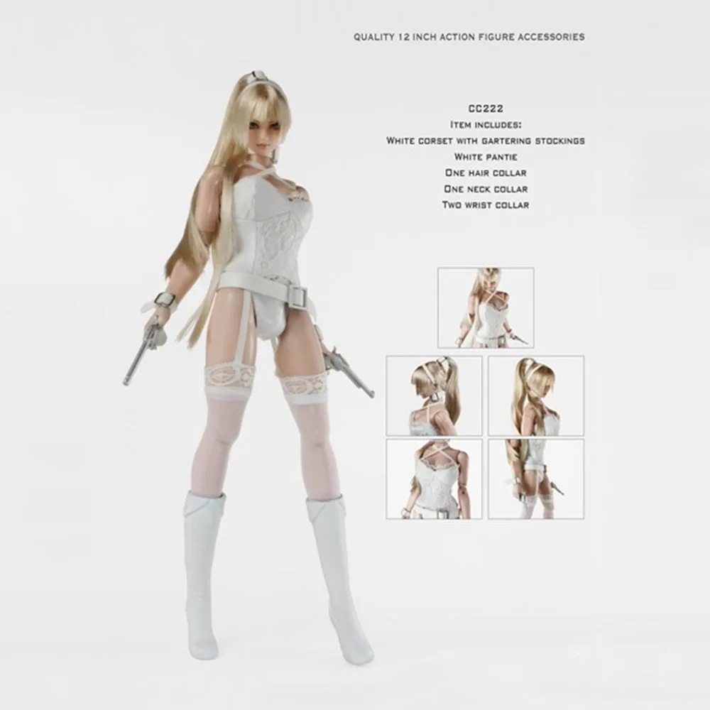 

In Stock 1/6 Scale Sexy Lingerie Cross Wrap Chest Jumpsuit Stockings Costume Set with Boots Model for 12'' Figure Body