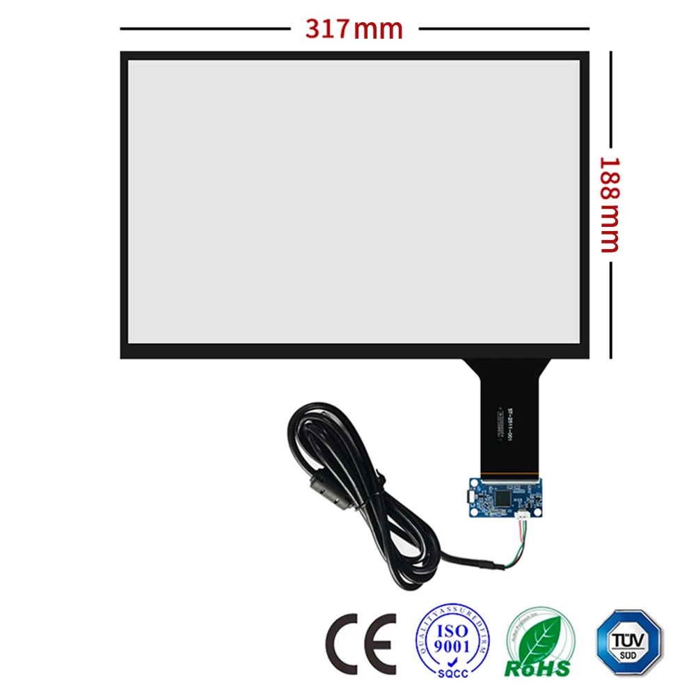 

For 14 inch 317X188mm Capacitive touch screen + USB control card Plug and Play