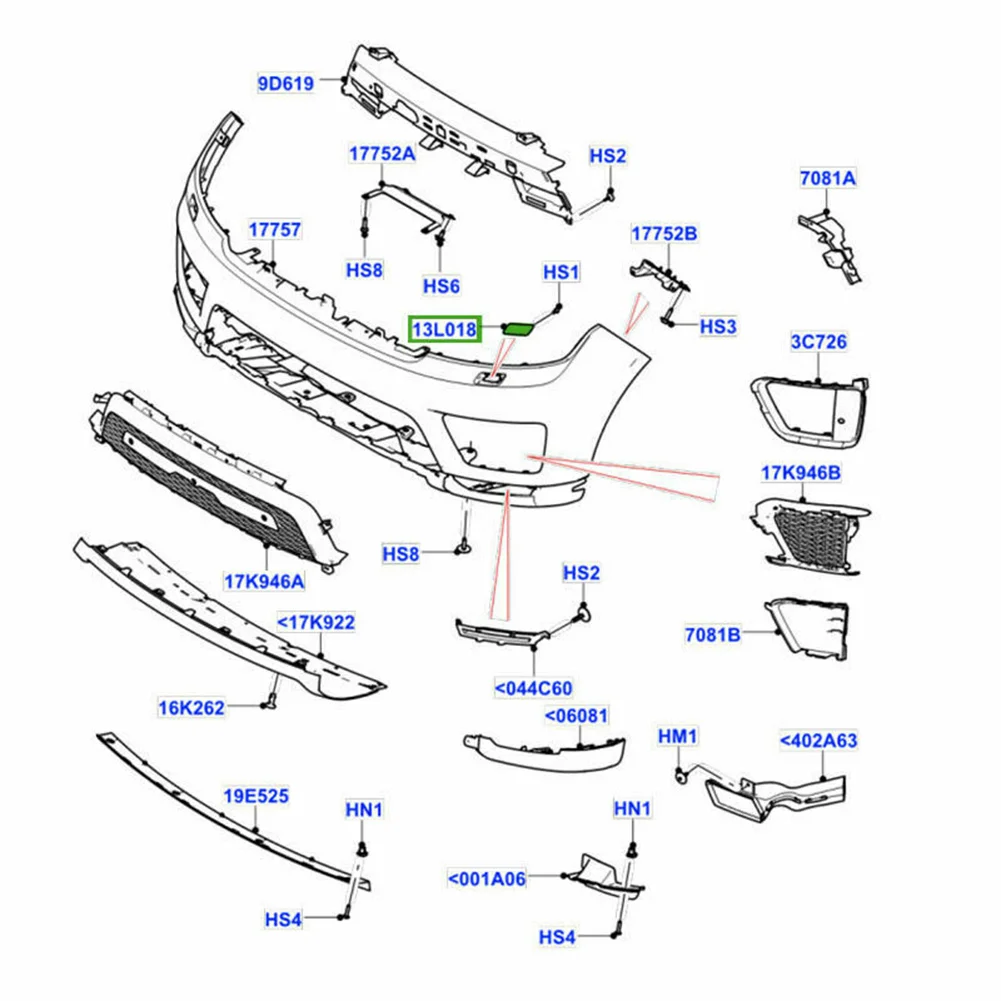L494 Автоматический передний бампер, крышка омывателя фар, леваяправая для Land Rover Range Rover Sport 2018 2019 2020 2021 LR099329 (art.: 3920d350ca232) - 3920d350ca232