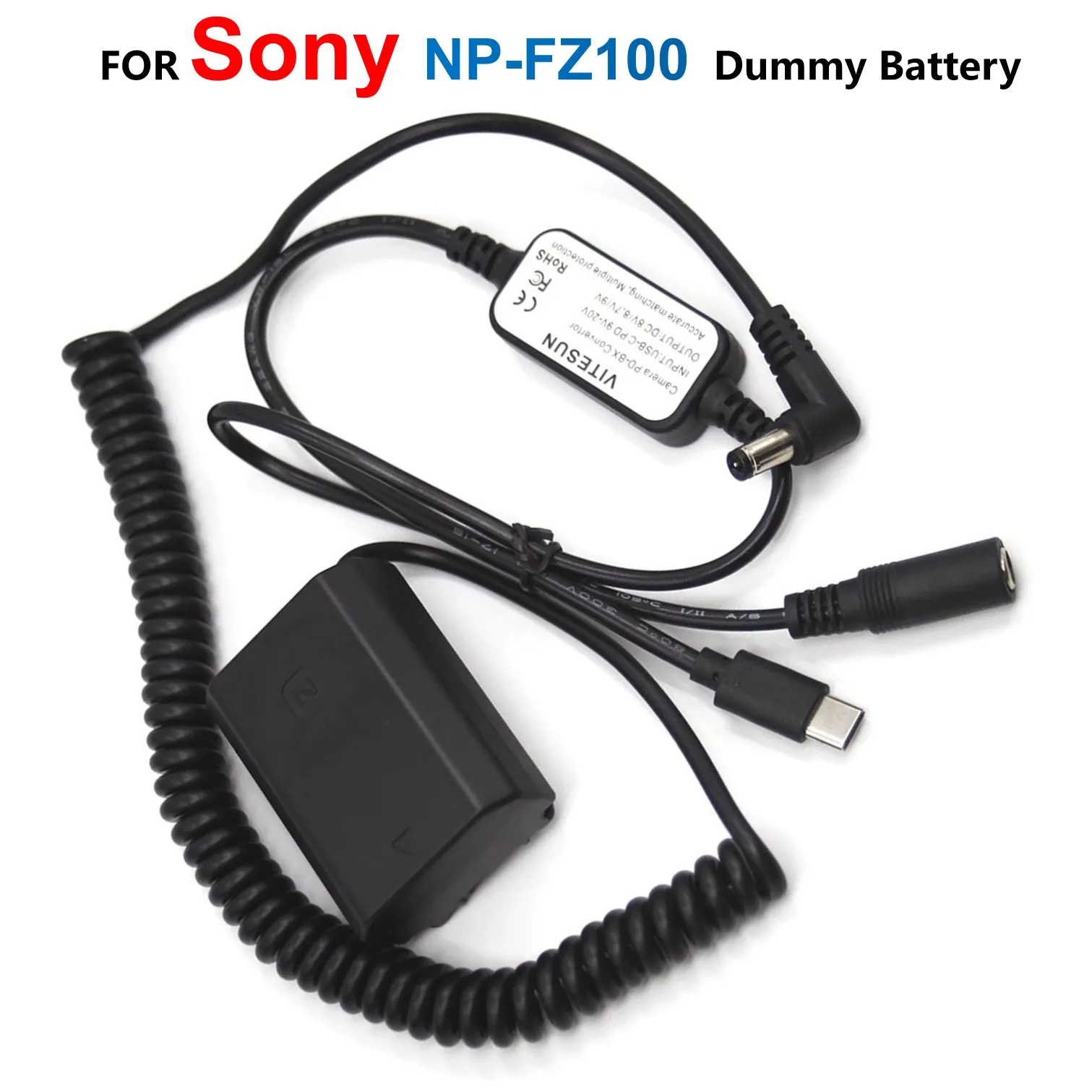 

NP FZ100 DC Couple Dummy Battery+USB C Power Bank PD Adapter Charger For Sony A1 A7C A7III A7RIII A7SIII A7RM4 A7RIV A9II A6600