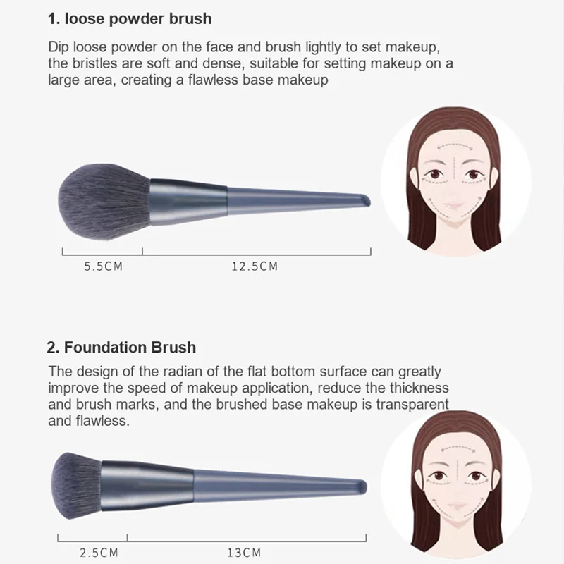 Набор кистей для макияжа кисти теней румян ресниц спиральные бровей подводки