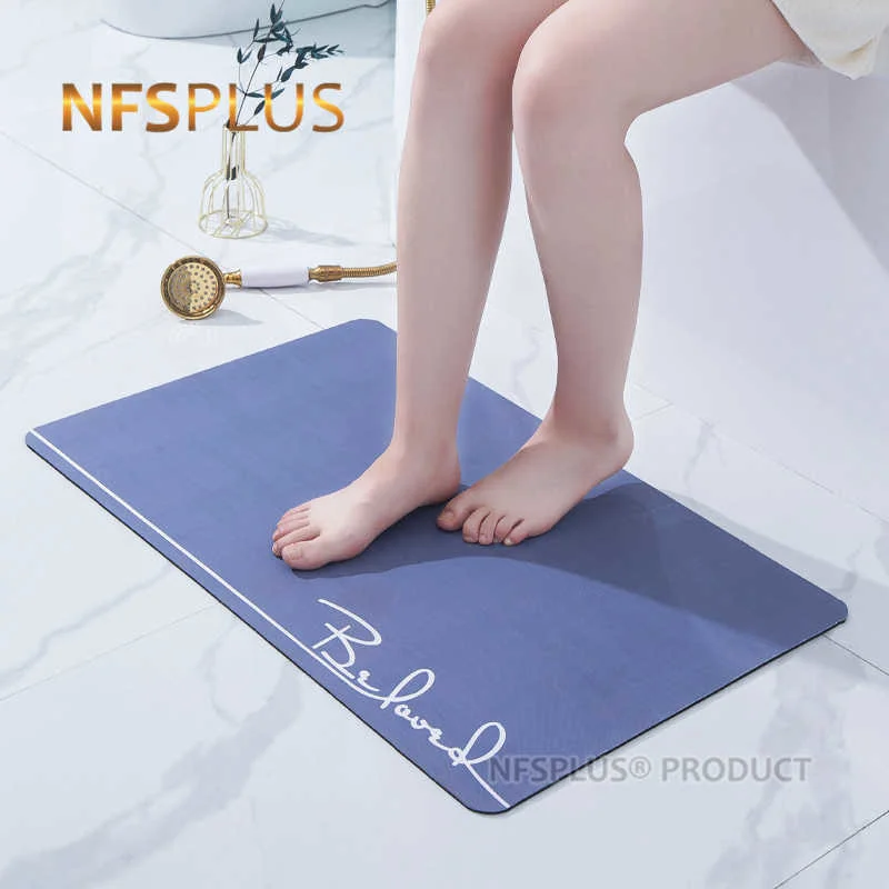 

Bathroom Mat Floor Carpet Super Absorbent 40x60cm Grey Blue Diatomite Washable Home Decorative Anti-Slip Bath Mats Doormat Rugs