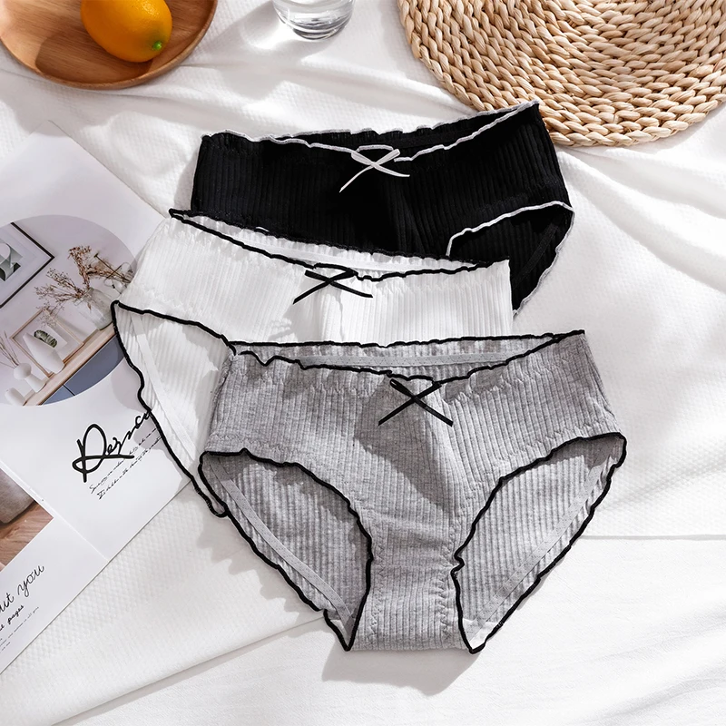 

3Pcs-Lot Women's Panties New Cotton Panties Girl Briefs Breathable Cute Female Panty Sexy Underpants Comfort Lingeries