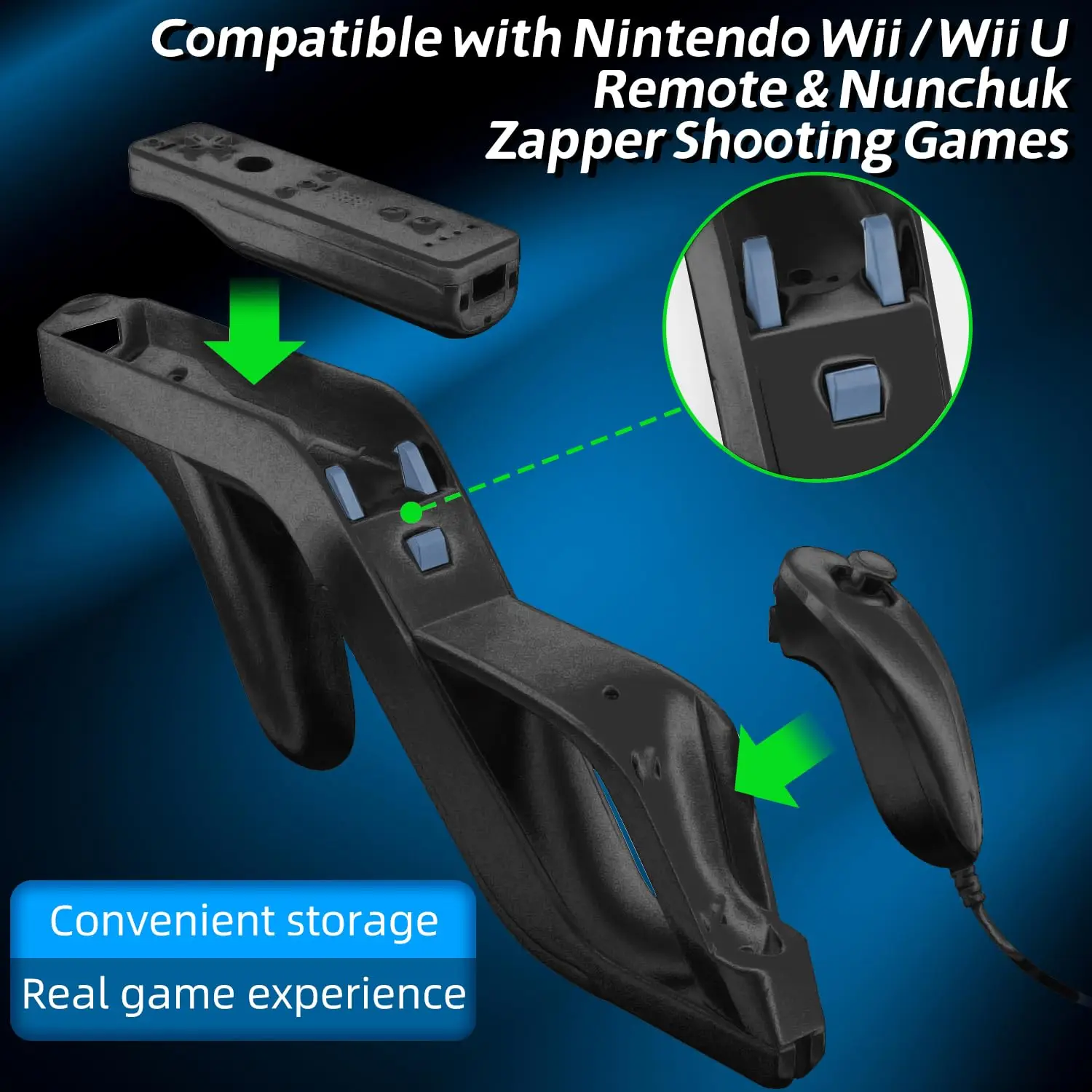 Фото 1 шт. Насадка-пистолет для контроллера Nintendo Wii/Wii U, игровые аксессуары для стрелялок №5