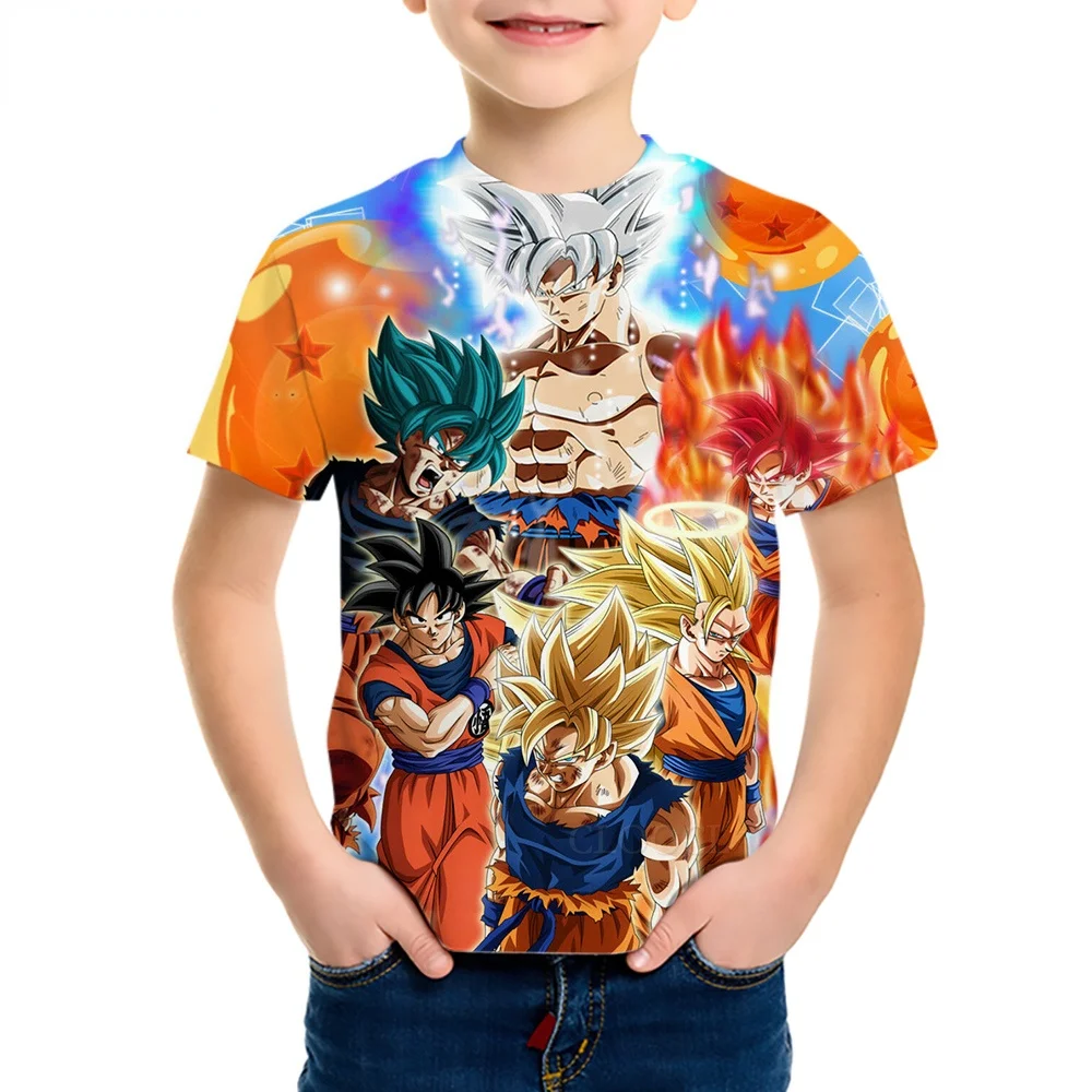 

CLOOCL Kids T-shirt Anime Goku Cartoon 3D Pattern Printed Tees Boy Girl Short Sleeve Pullover Children Casual Street Tops