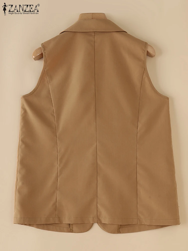 ZANZEA модные пальто OL летние женские блейзеры жилеты уличная одежда с лацканами