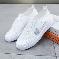 heart shaped women sneakers hollow out woman sports shoes fashion soft sole breathable walking trainers women white shoes