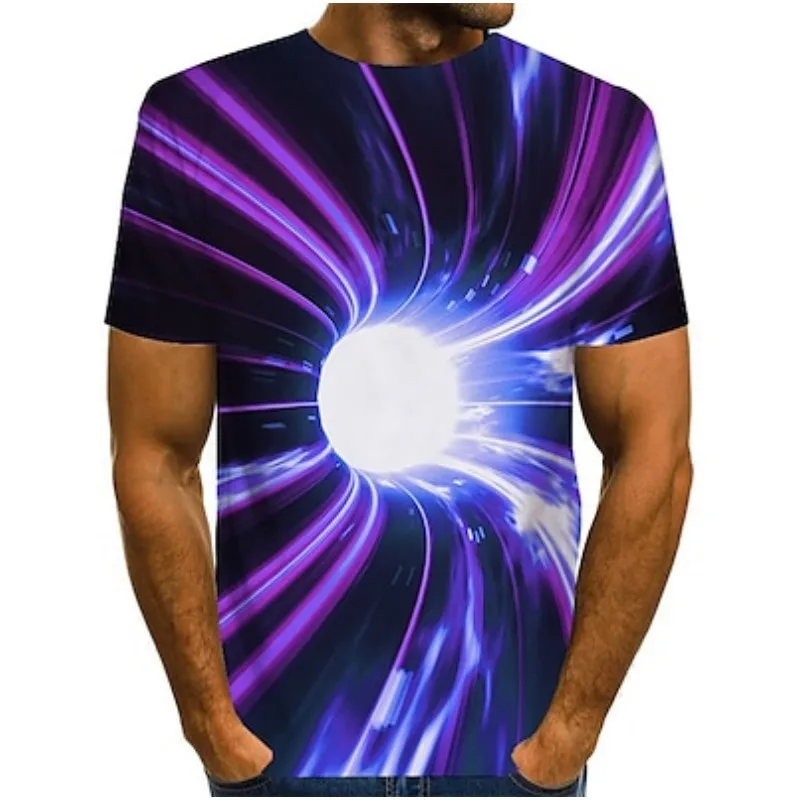 

Men's Summer T Shirt Graphic Optical Illusion 3d Print O-Neck Short Sleeve Street Tops Casual Basic Fashion Clothing Exaggerated