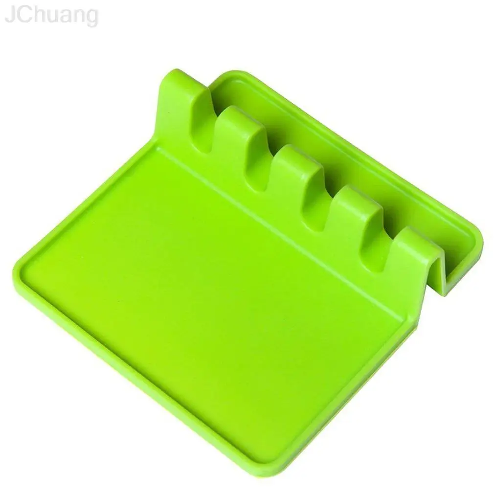 

Kitchen Cutlery Rack Silicone Spoon Holder Square Spoon Support Drain Pad Food Grade Silicone Spoon Shelf Fast Dry Rack 1pcs