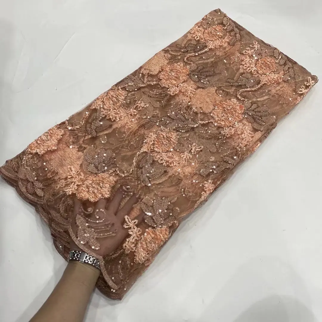 

Gold Lace African Net Lace Sequins African French Tulle Lace African Lace Fabric 5Yards Nigerian Lace Fabric For Wedding