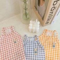 plaid bear pet vest summer dog clothes teddy camisole than bear yorkshire thin pullover puppy clothes send hat