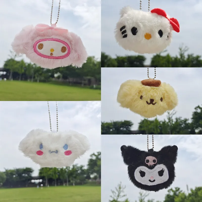 

Sanrio Plush Keychain My Melody Pom Purin Hello Kitty Cartoon Animal Plush Key Chain Bag Pendant Backpack Decoration