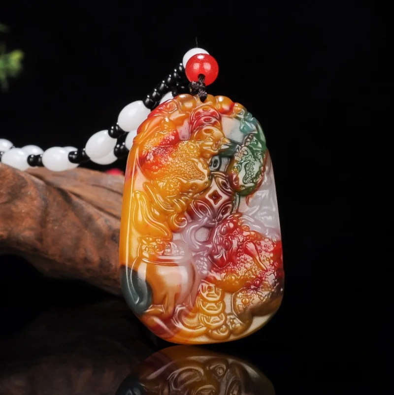 

Китайский резной нефритовый кулон Pixiu, ожерелье из натурального нефрита, модные очаровательные ювелирные изделия, аксессуары, амулет, подар...