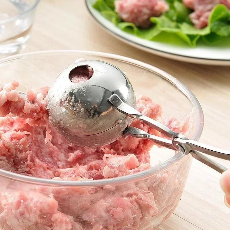 Фото Инструмент для изготовления мясных шариков, зажим из нержавеющей стали, круглый формирователь рисовых шариков, ложка, форма для изготовления фрикаделек, антипригарный чучело, кухонный гаджет №4