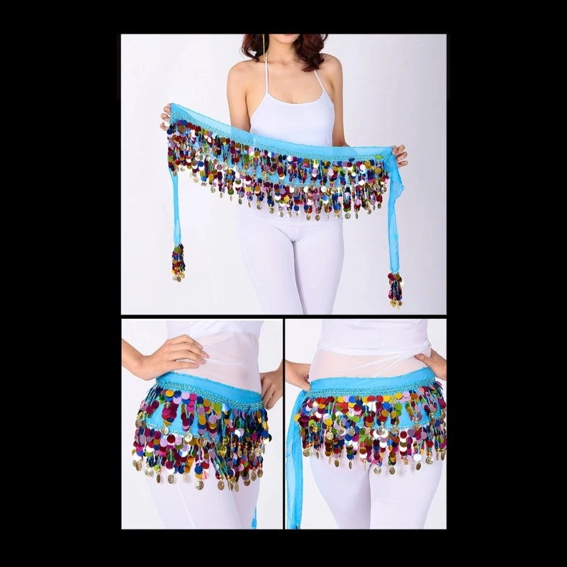 Мерцающий пояс для занятий танцем живота шарф с кисточками костюм набедренный