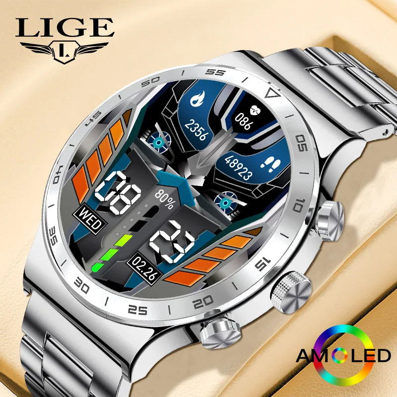 LIGE New Smartwatch Man Bluetooth Call Sports Fitness Tracker Contacts sync Record Waterproof Watch For Men Smart Watch Women