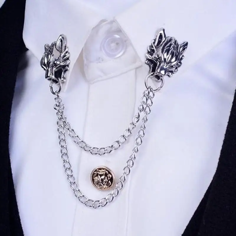 

Fashion Dragon Head Brooch Men's Suit Collar Collar Pin Dress Jewelry Accessories