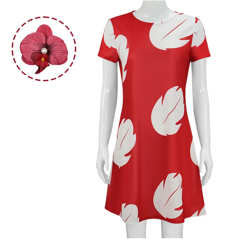 Лило Косплей Костюм Пекерай Лист Платье Брошь Наряды Женщины Рождество Хэллоуин