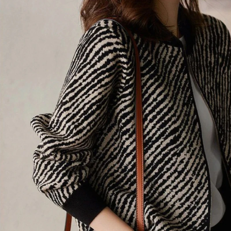 Кардиган для женщин полосатая верхняя одежда свободное пальто вязаный свитер