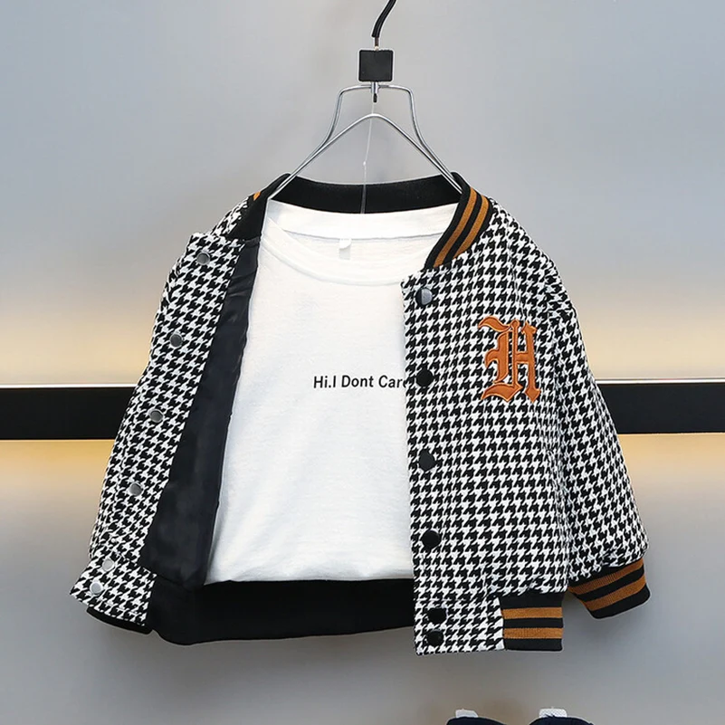 Весна-Осень 2024 модное дышащее клетчатое пальто для отдыха мальчиков 2-8 лет