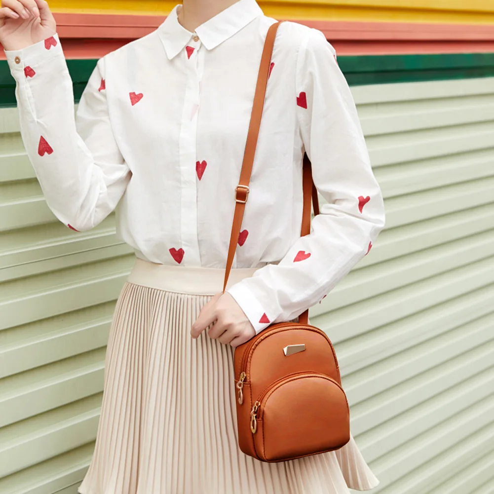 

Mini Travel Leather Backpacks Women Girls Casual Simple Dual Shoulder Student Schoolbag Ladies Solid Small Knapsack