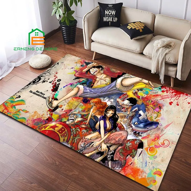 

Japanese Anime Luffy Carpet Rug Door Mat 3D Pattern Printing Carpet Hall Bedroom Cold Pressing Fashionable Carpet 14 Sizes