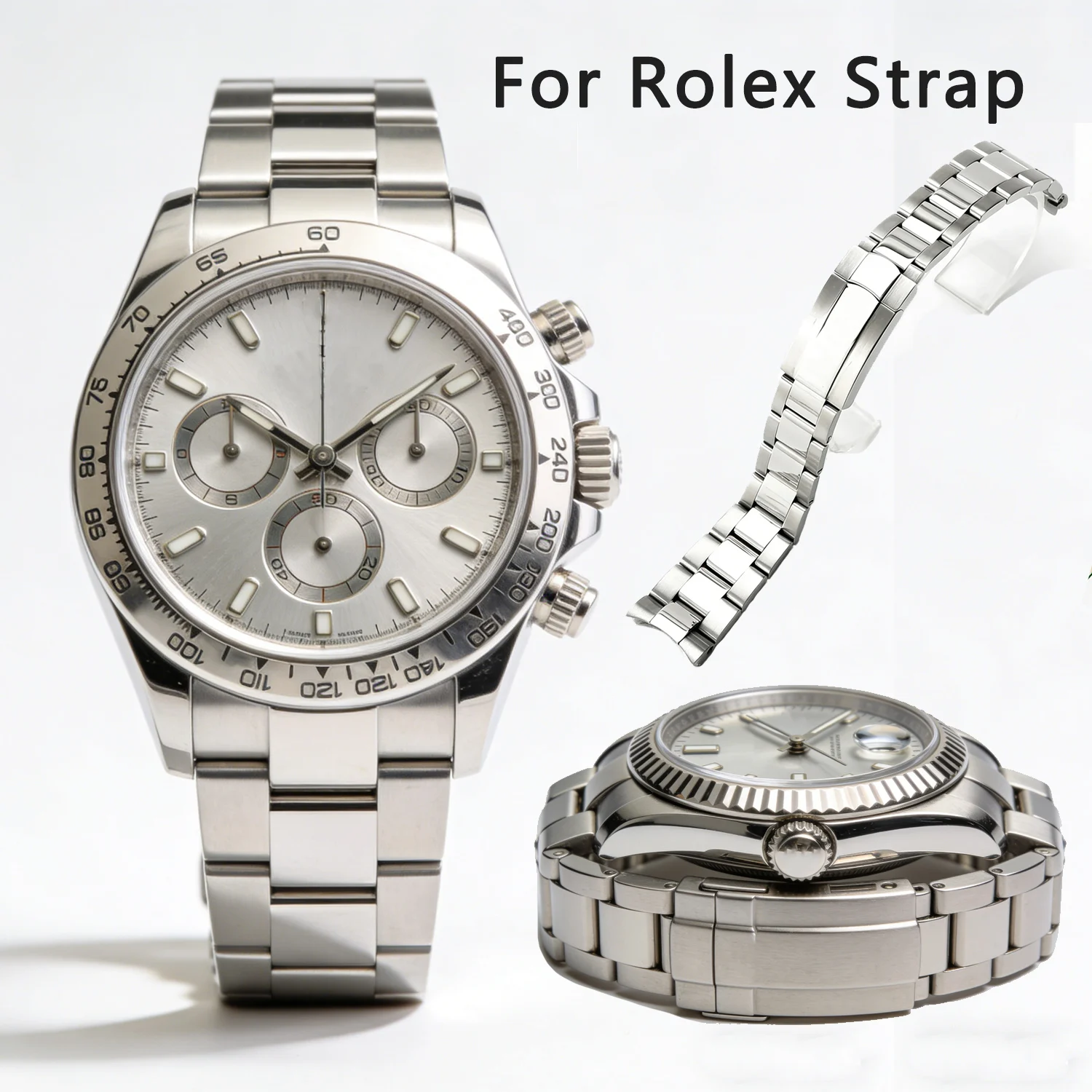 Фото Ремешки для часов 20/21 мм 904L для Rolex Submariner Daytona с застежкой Glide Lock, цельный ремешок для часов NH35 NH36, браслет для часов из нержавеющей стали №1