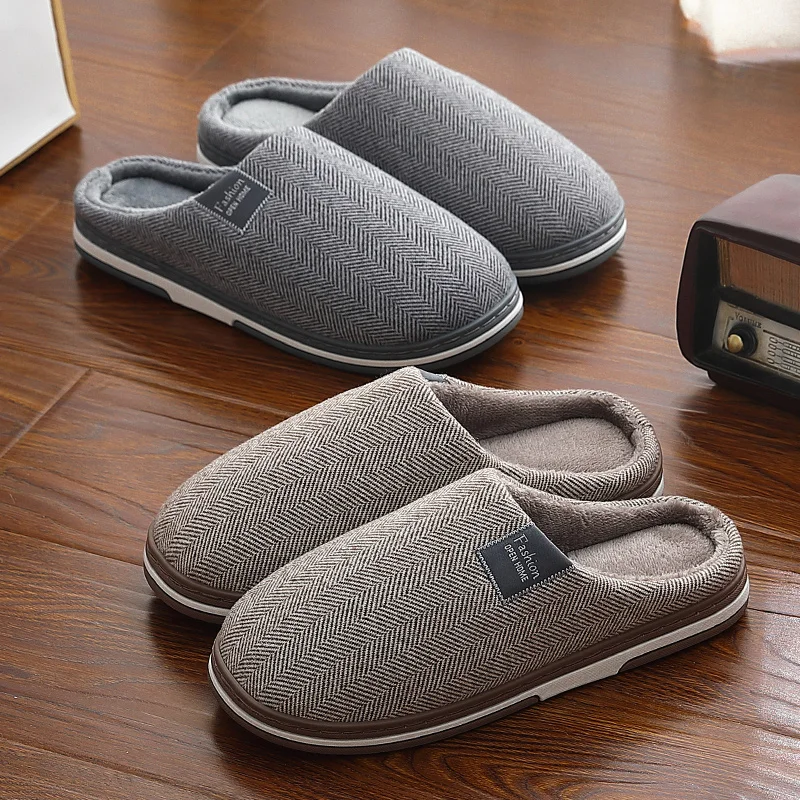 Big Size Women Winter Home Slippers Casual Shoes Men Non Slip Soft Warm Flats House Slides Indoor Bedroom Couples Floor Slipper images - 6