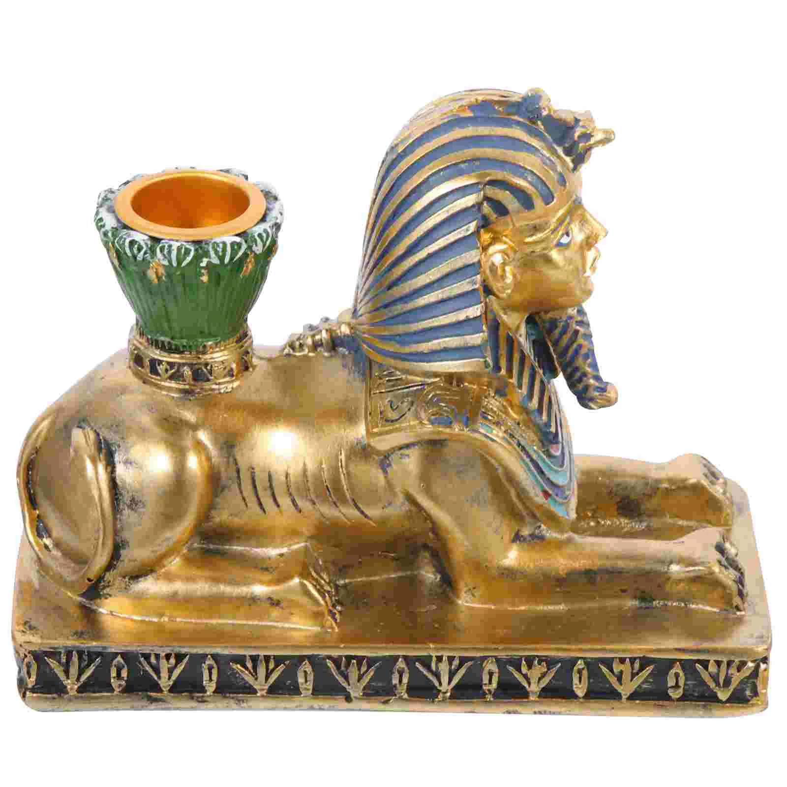 

Holder Egyptian Sphinx Resin Candlestick Stand Desktop Holders Candlesticks Statue Table Figurine God Stick Pillar Ancient
