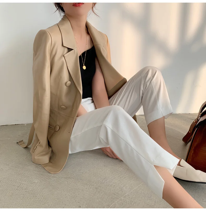 

100% Sheepksin Coat Female Korean Genuine Leather Jacket Women Spring Autumn Coats and Jackets Femme Veste2023