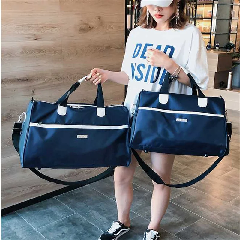 Large Capacity Women Travel Bag Waterproof Stripe Weekend Overnight Duffle Bags Female Hand  Luggage Big Shoulder Packing Cubes