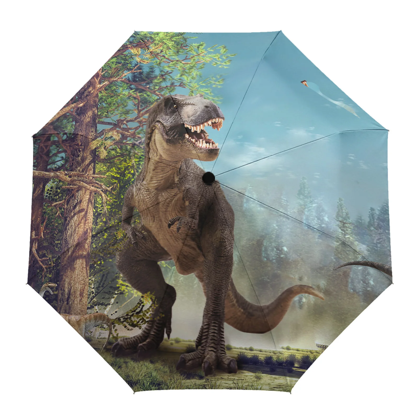 

3D Dinosaur Primeval Forest Automatic Umbrella for Rain Foldable Parasol Umbrella Eight strand Outdoor Umbrellas