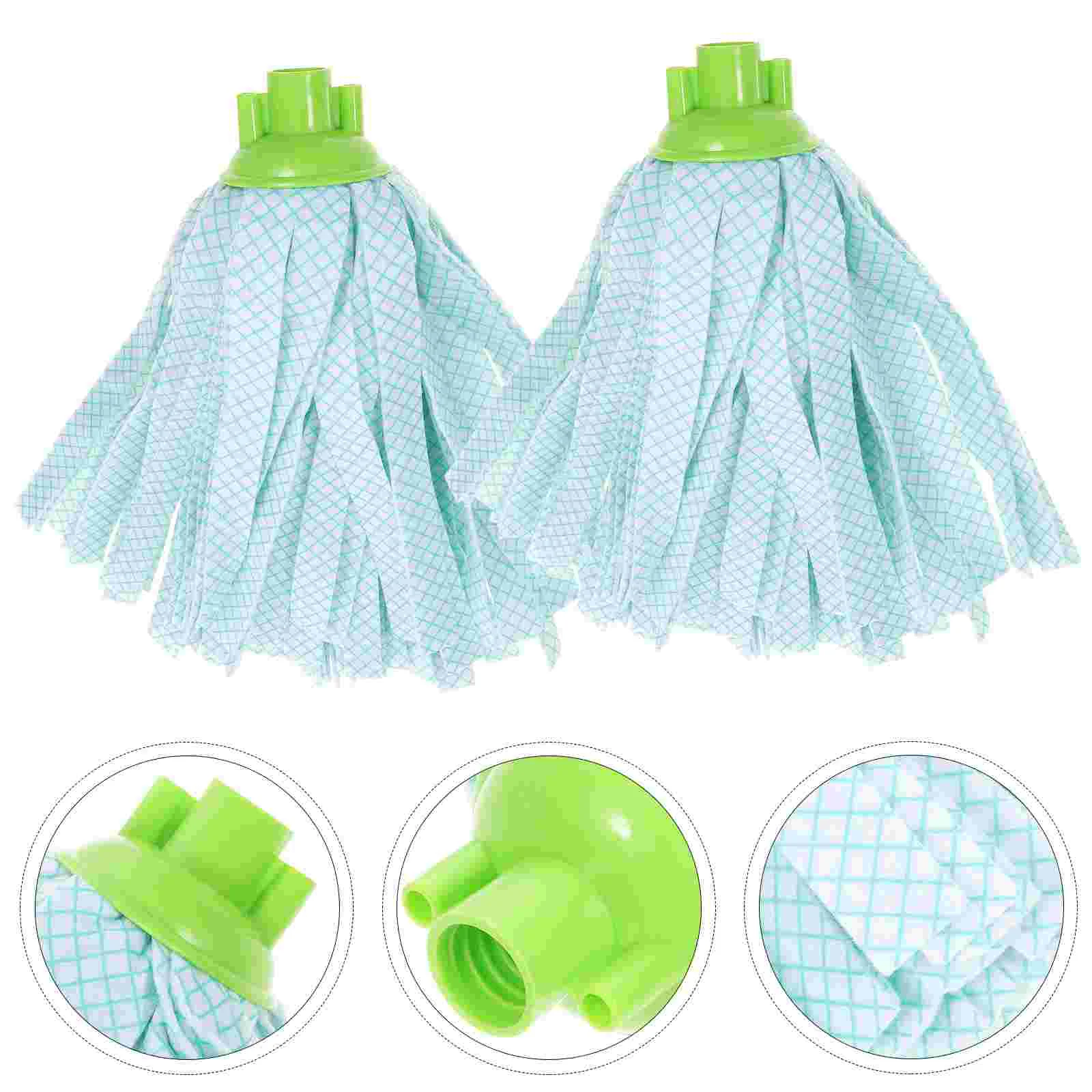 

2 Pcs Wet Mop Head Refill Dry Easy Cleaning Replace Commercial Cloth Replacement Floor Tool Heads