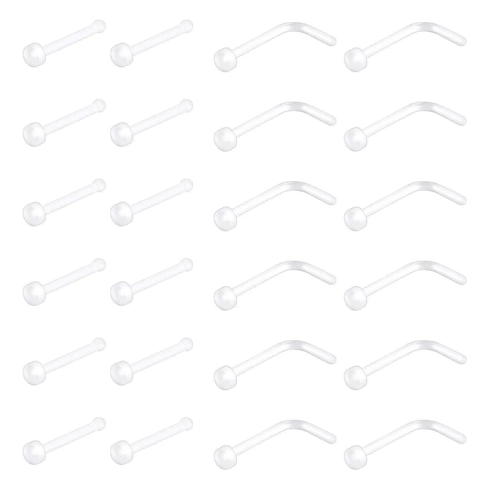 Пирсинг для носа с прозрачными носками 20 г