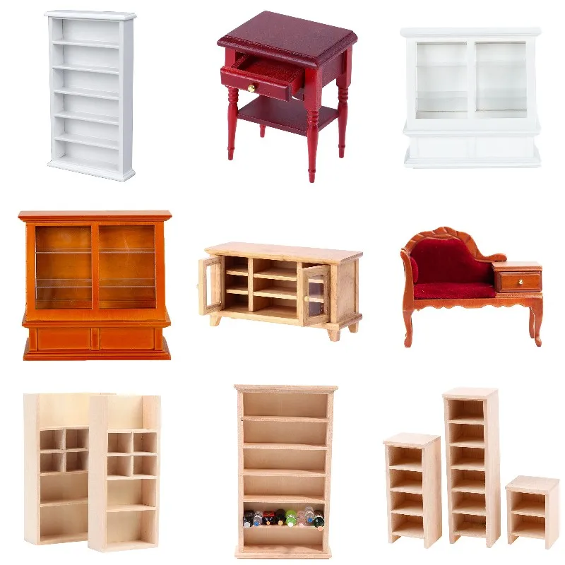 

1:12 Dollhouse Miniature Wooden TV Cabinet Closet Locker Cupboard Bookshelf Bookcase Rack Living Room Kitchen Furniture Toy